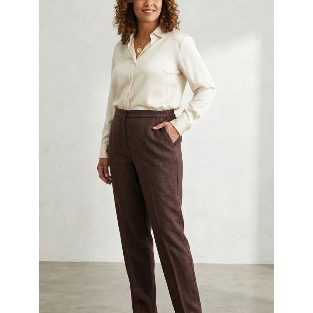 Sag Harbor Brown Straight-Leg Trousers Size 14